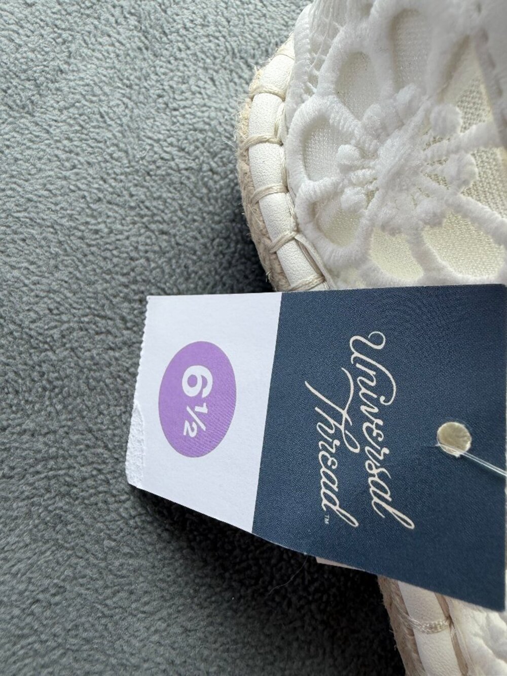 Celia Floral Lace Mary Jane Espadrille Flat Memory Foam Insole -Universal Thread - Picture 9 of 9